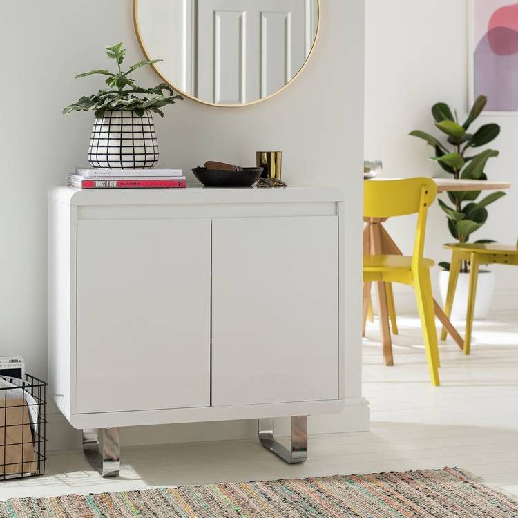 Argos Home Sleigh 2 Door Sideboard - White Gloss 0