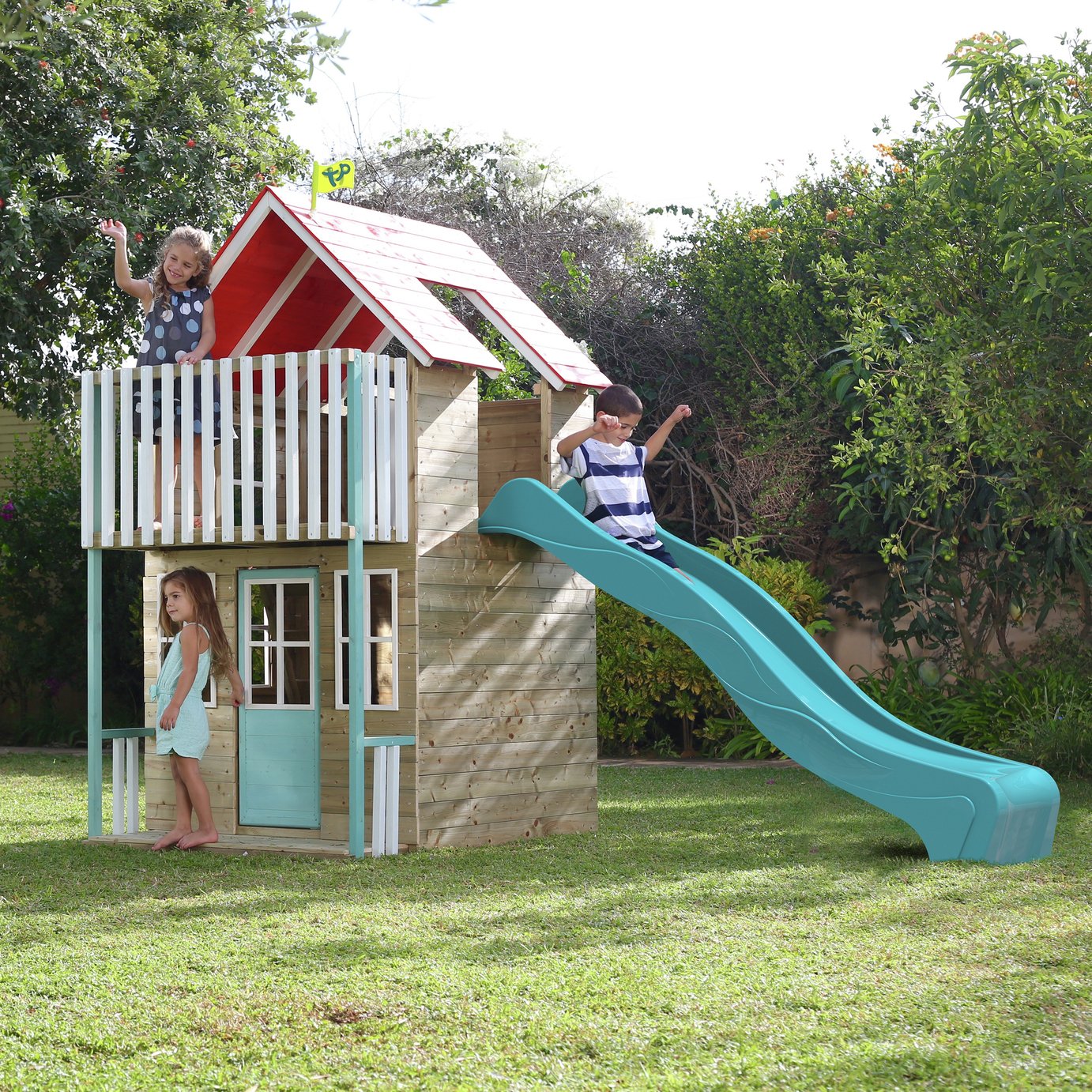 TP Padstow Wooden Playhouse and Slide