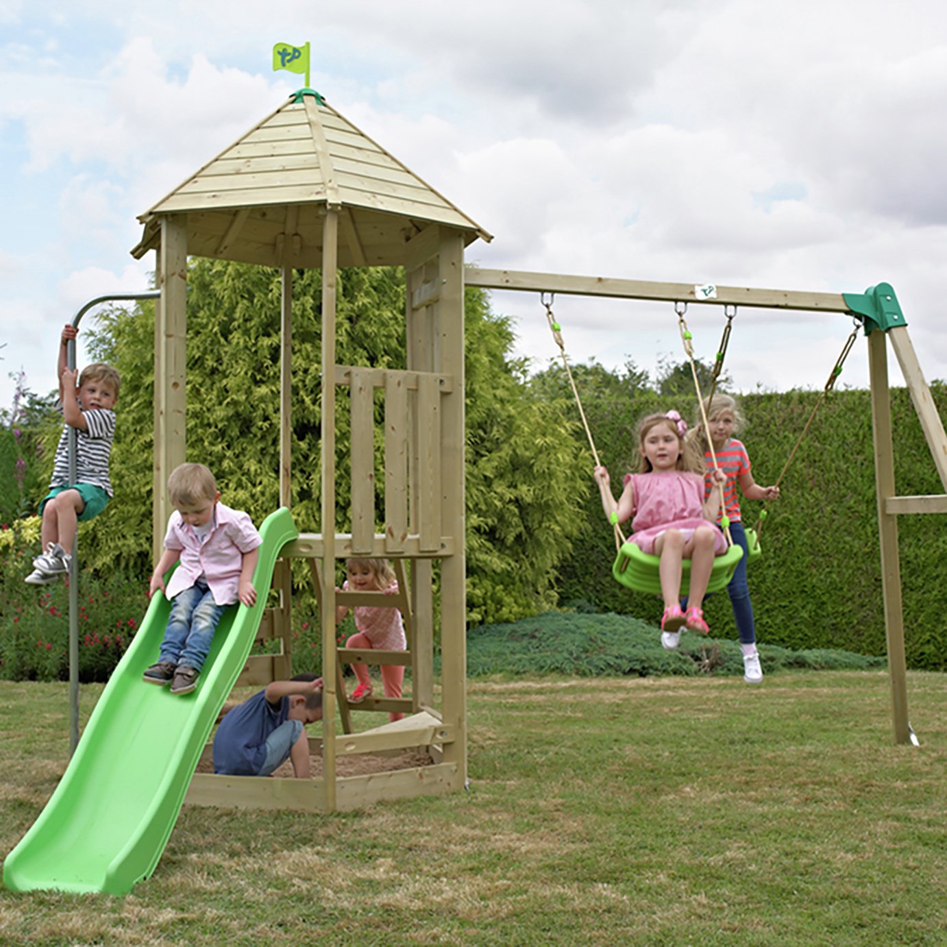 TP Castlewood Wooden Swing Set and Tower Slide Review