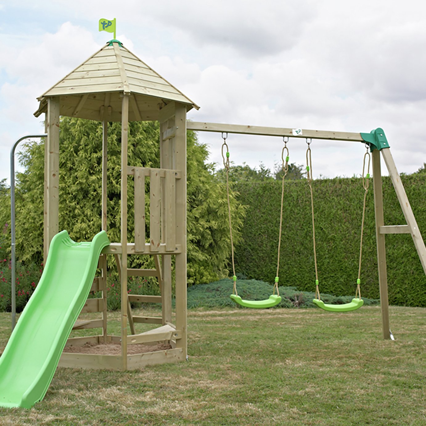 TP Castlewood Wooden Swing Set and Tower Slide Review