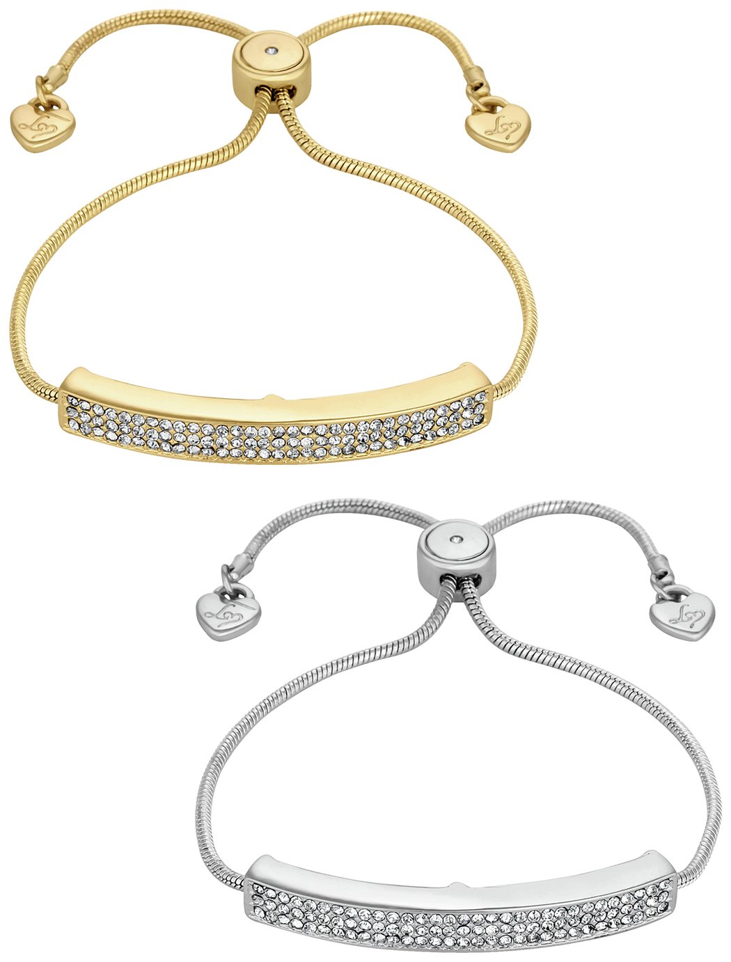 Lipsy Gold Colour Crystal Friendship Bracelets - Set of 2