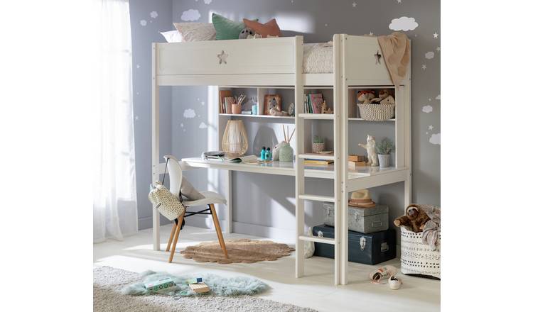 Habitat Kids Stars High Sleeper Bed, Desk and Shelves -White