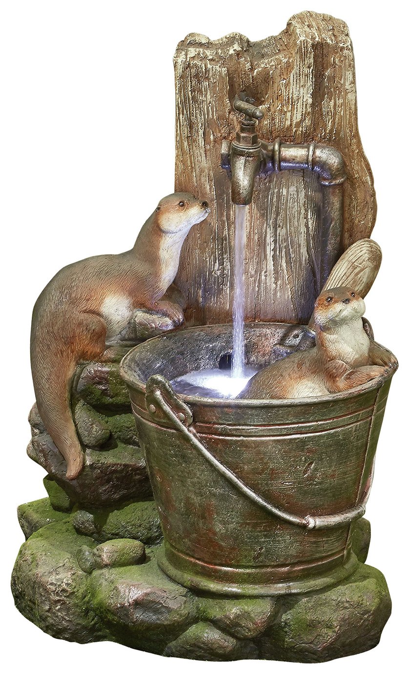 Kelkay Playful Otters with LED Lighting Water Feature