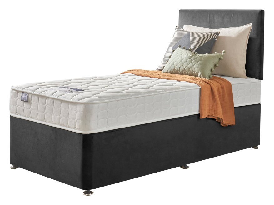 Silentnight Travis Single Divan and Headboard - Charcoal