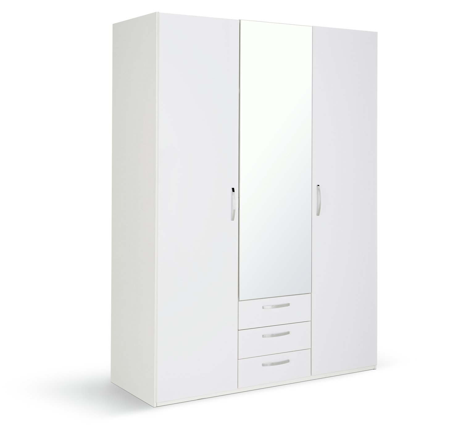 Argos Home Hallingford Gloss 3Dr 3Drw Mirror Wardrobe -White
