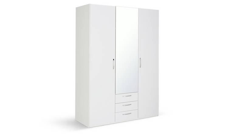 Argos Home Hallingford Gloss 3Dr 3Drw Mirror Wardrobe -White