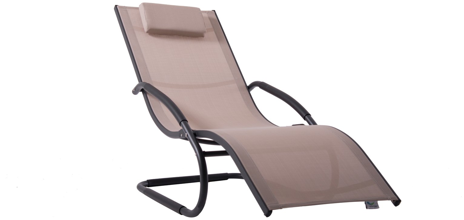 Vivere Wave Metal Sun Lounger - Macchiato On Matte Grey