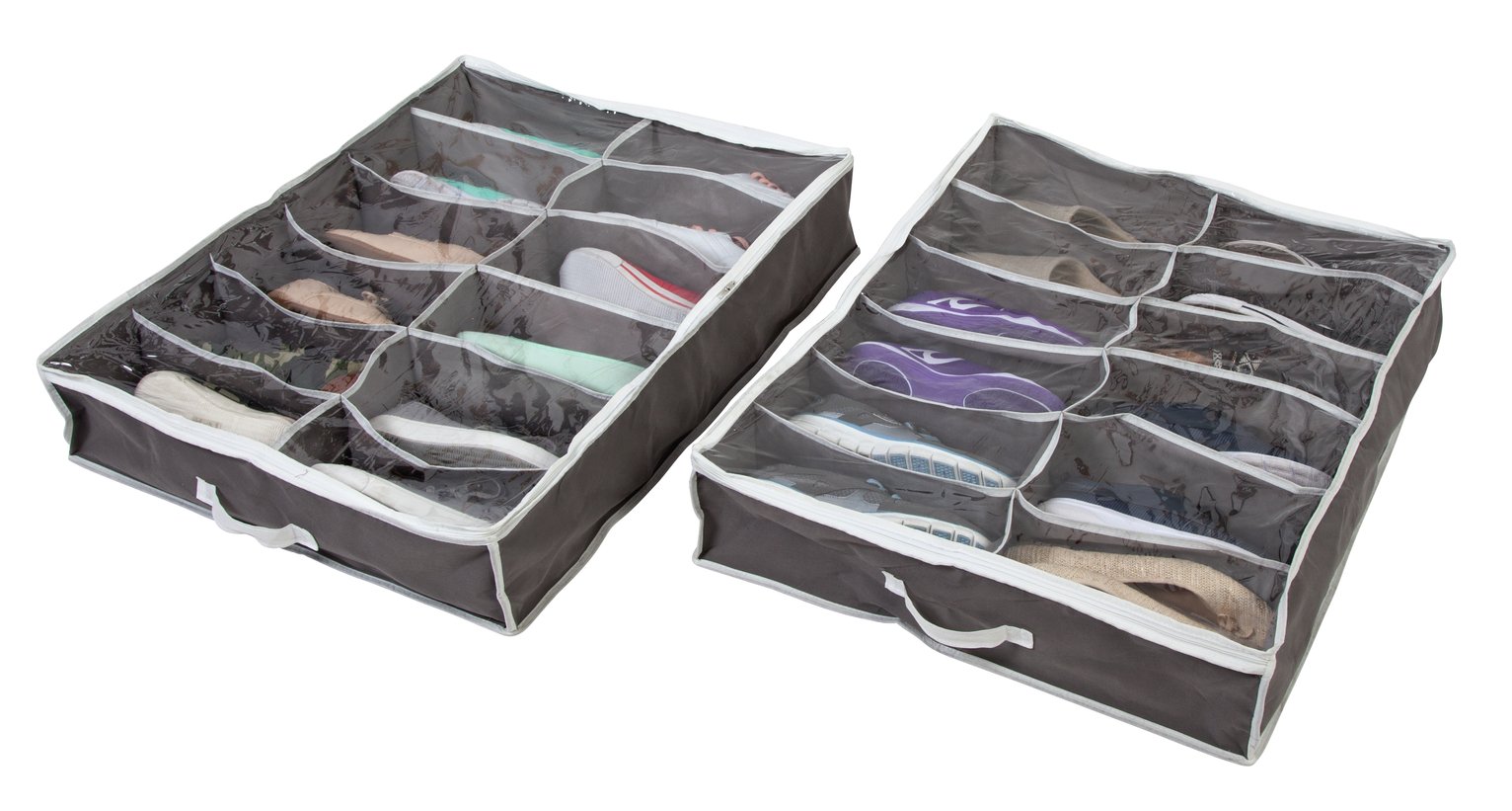 Argos Home Set of 2 Underbed Shoe Storage - Grey