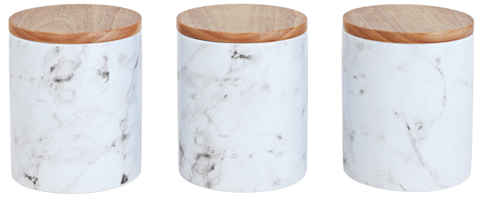 Argos Home Set of 3 Marble Storage Jars