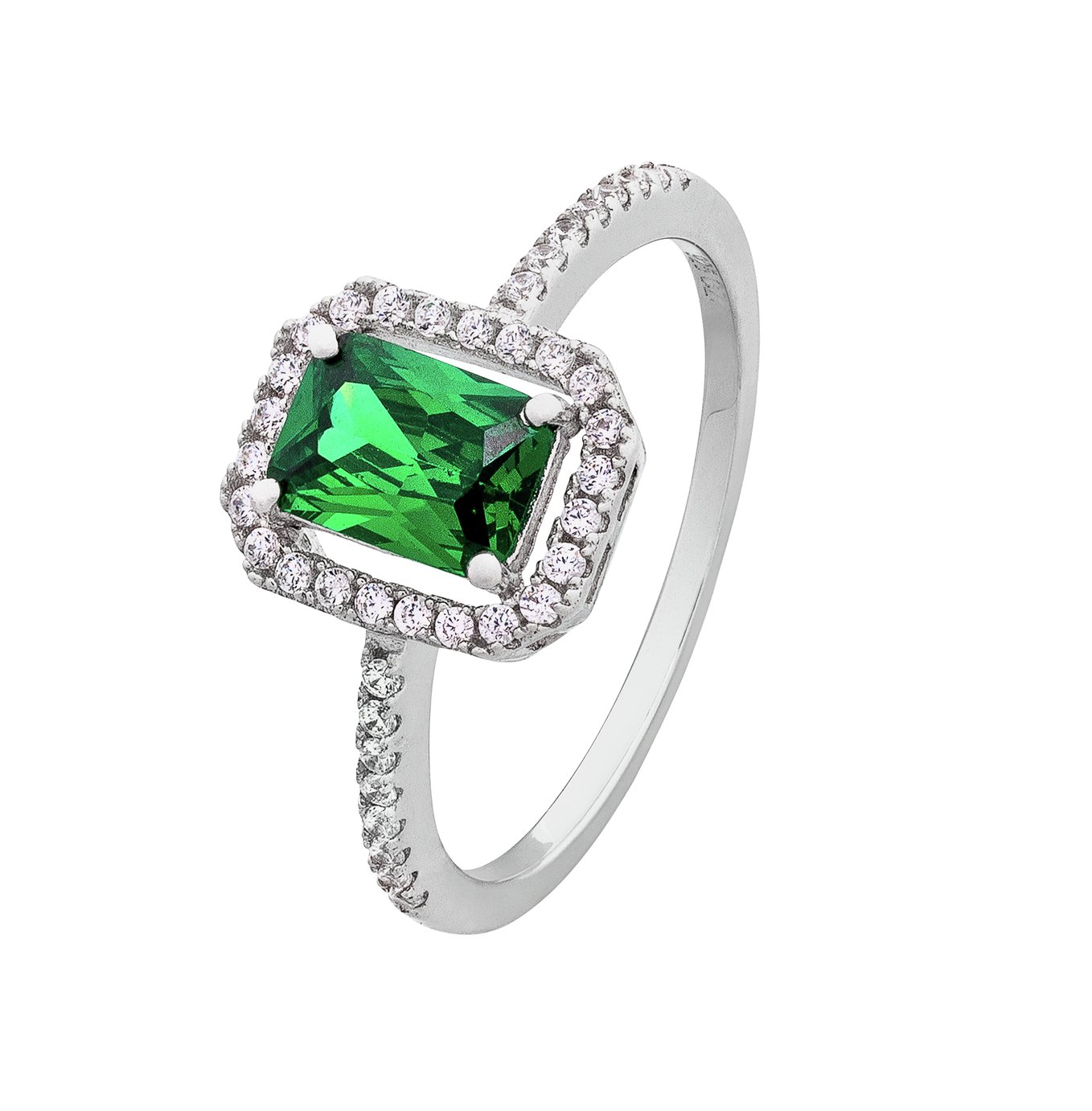 Revere Sterling Silver Emerald Colour Cubic Zirconia Ring