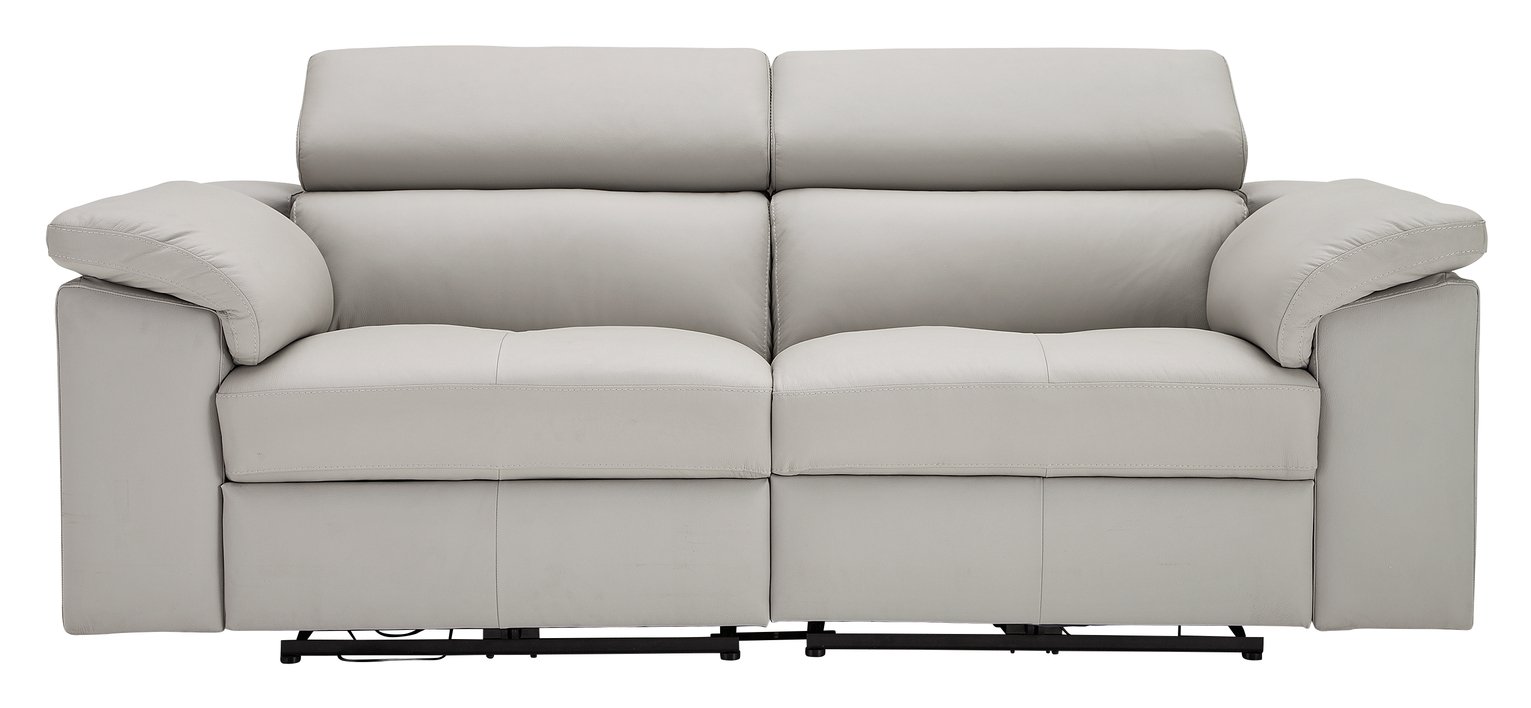 hygena valencia 3 seater leather sofa grey