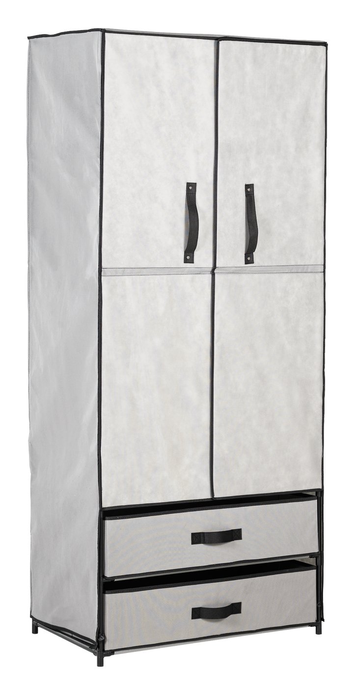 Argos Home Double Metal Framed Fabric Wardrobe Grey 8062404