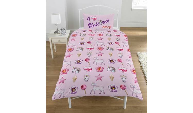 Buy Emoji Unicorns And Mermaids Duvet Set Single Argos