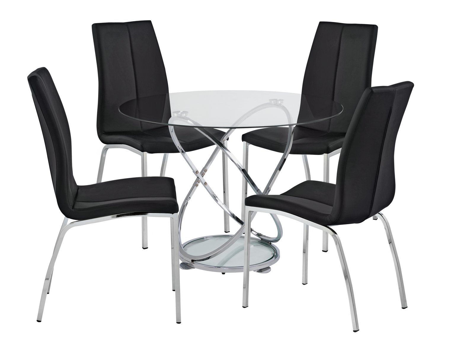 Argos Home Atom Round Glass Table & 4 Chairs