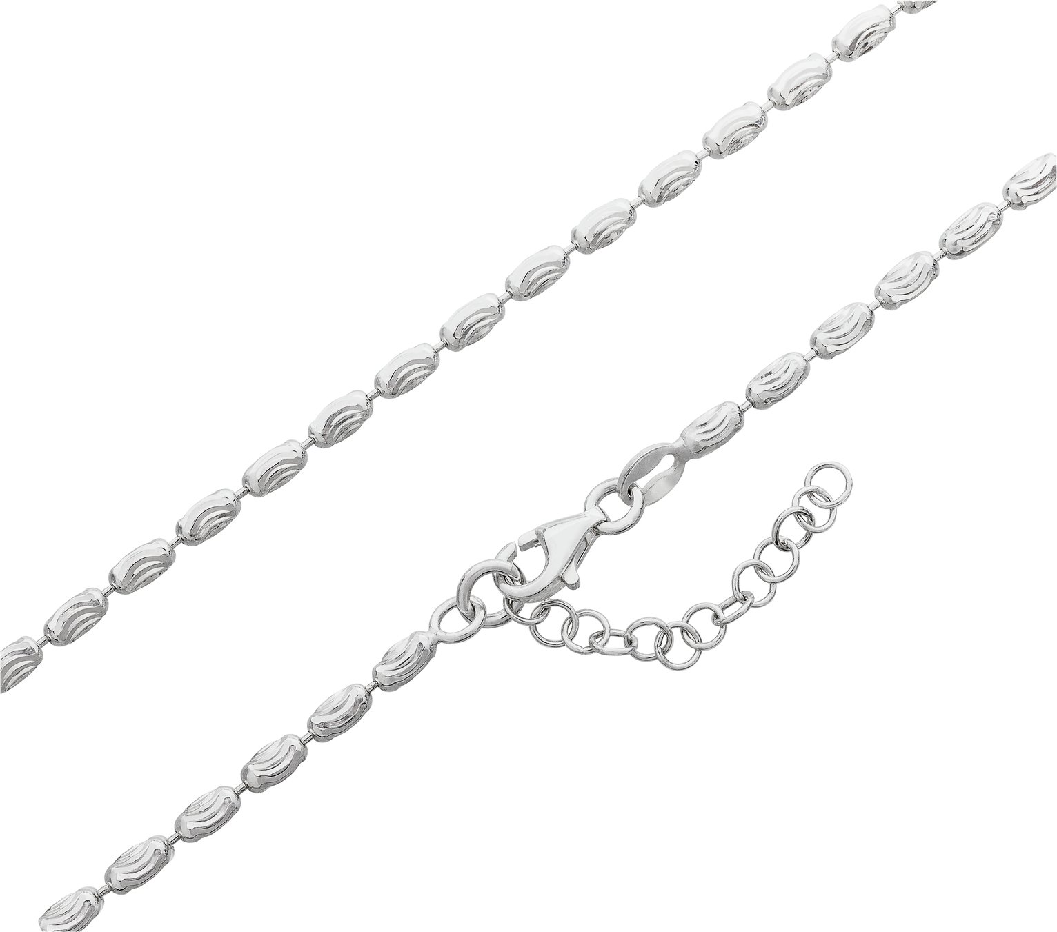 Revere Sterling Silver Oval Diamond Cut Bead Necklace