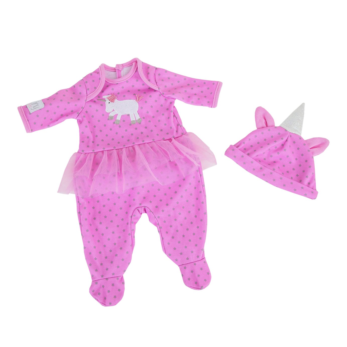 chad valley tiny treasures baby doll with pink outfit & hat