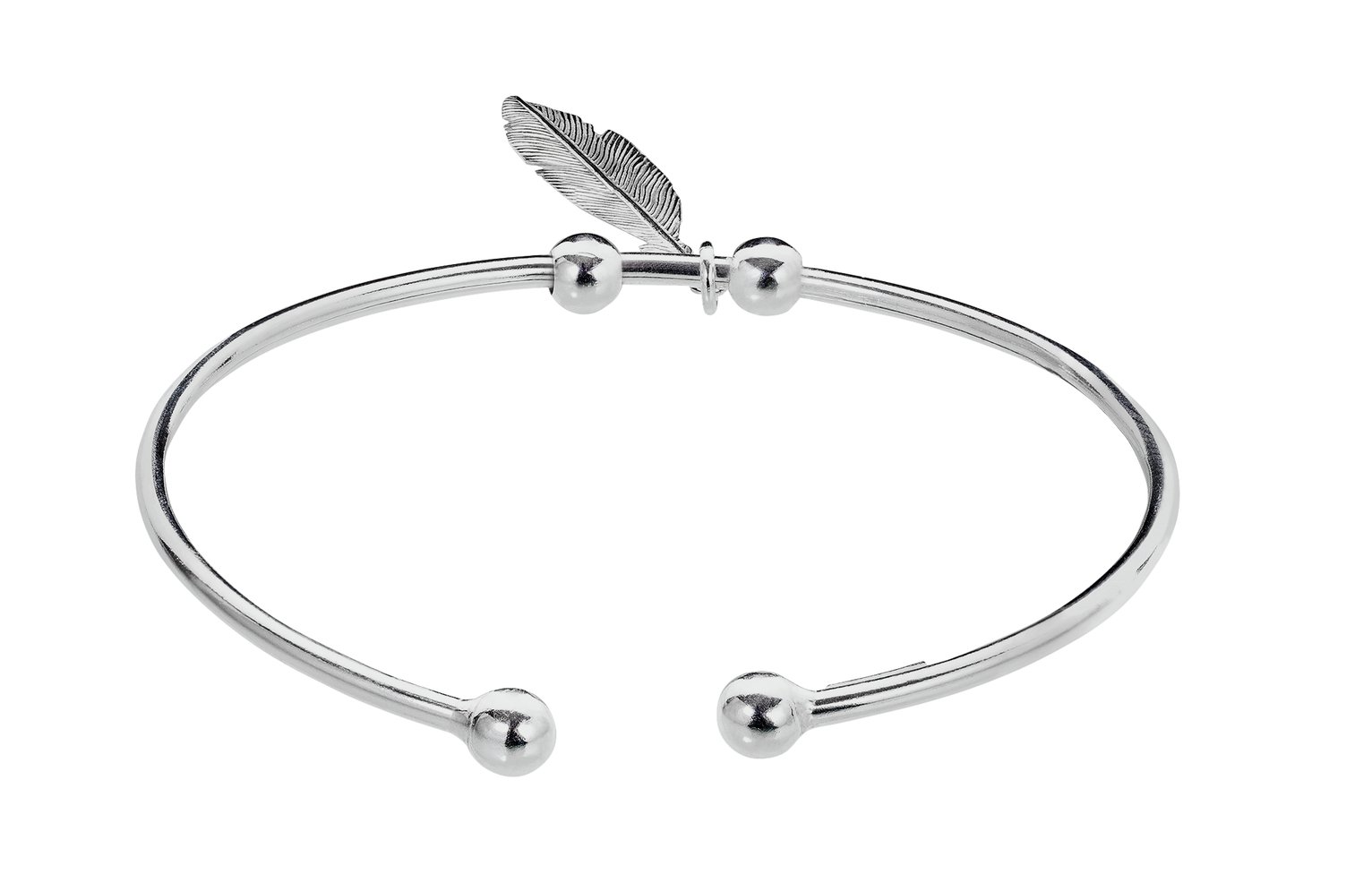 Revere Sterling Silver Feather Charm Bangle