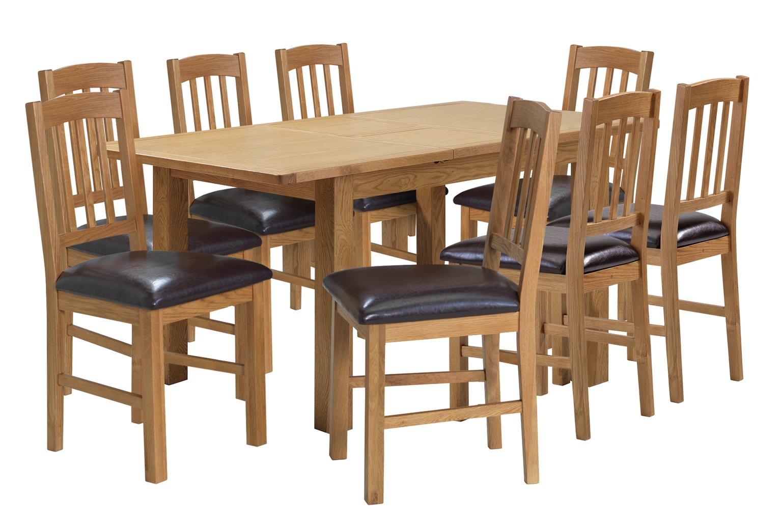 Argos Home Ashwell XL Extendable Oak Veneer Table & 8 Chairs