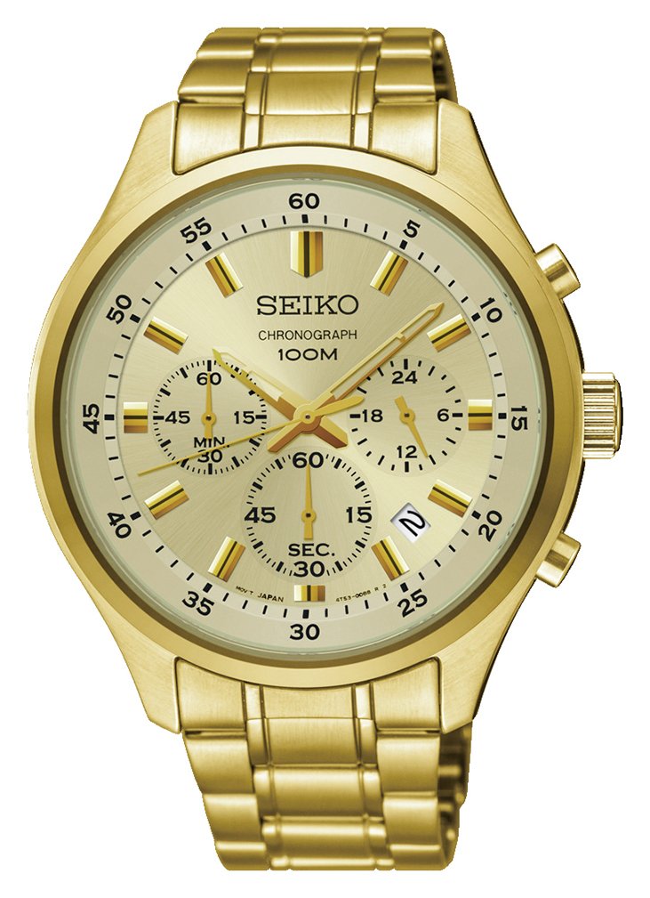 Seiko Men's Gold Plated Stainless Steel Chronograph Watch (8065171) | Argos  Price Tracker 