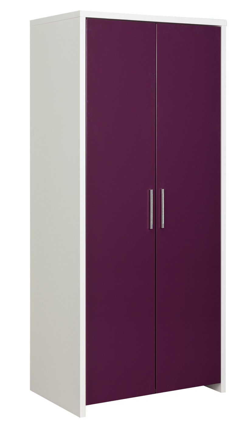 Argos Home Broadway 2 Door Wardrobe - Plum Gloss & White