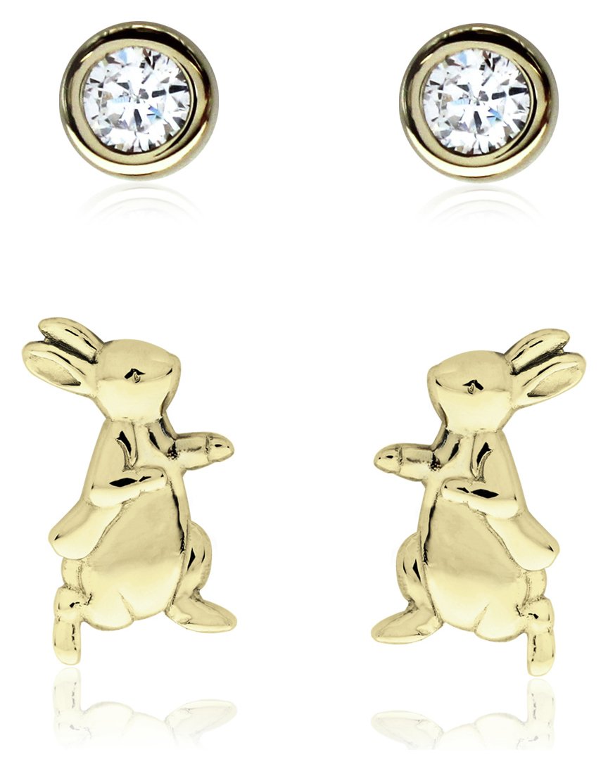 Beatrix Potter 9ct Gold Plated Stud Earring Set of 2