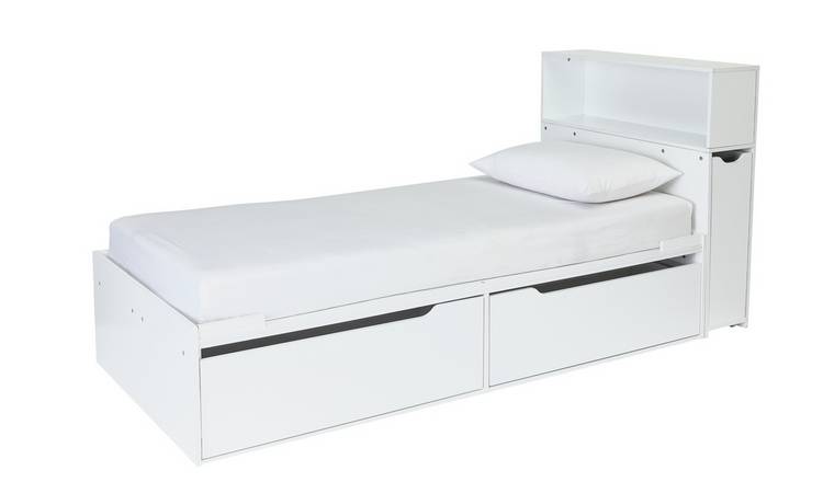 White headboard with deals storage