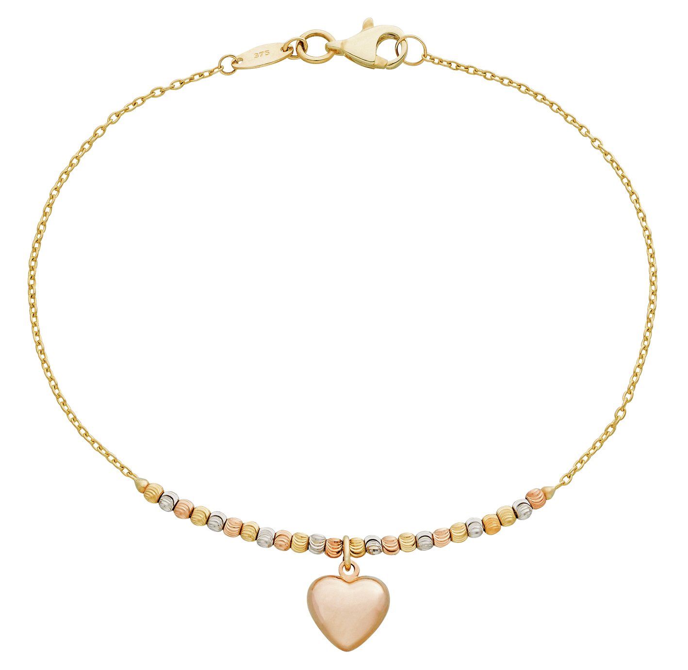 Revere 9ct Gold Multicoloured Bead Heart Bracelet Reviews