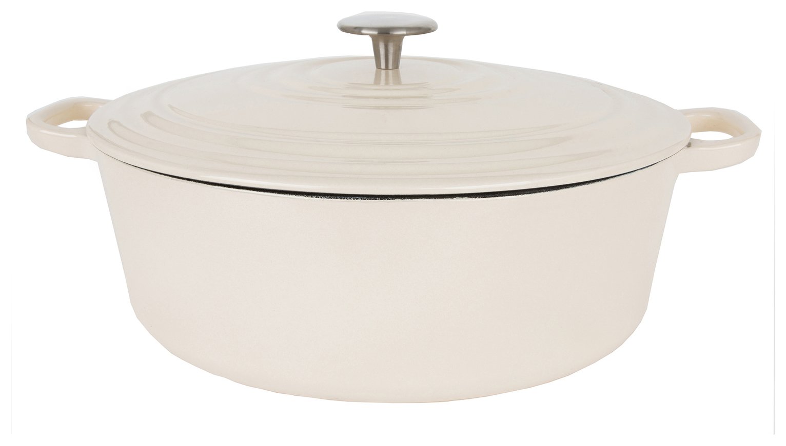 Sainsbury's Home 5.3 Litre Cast Iron Casserole Dish - Cream