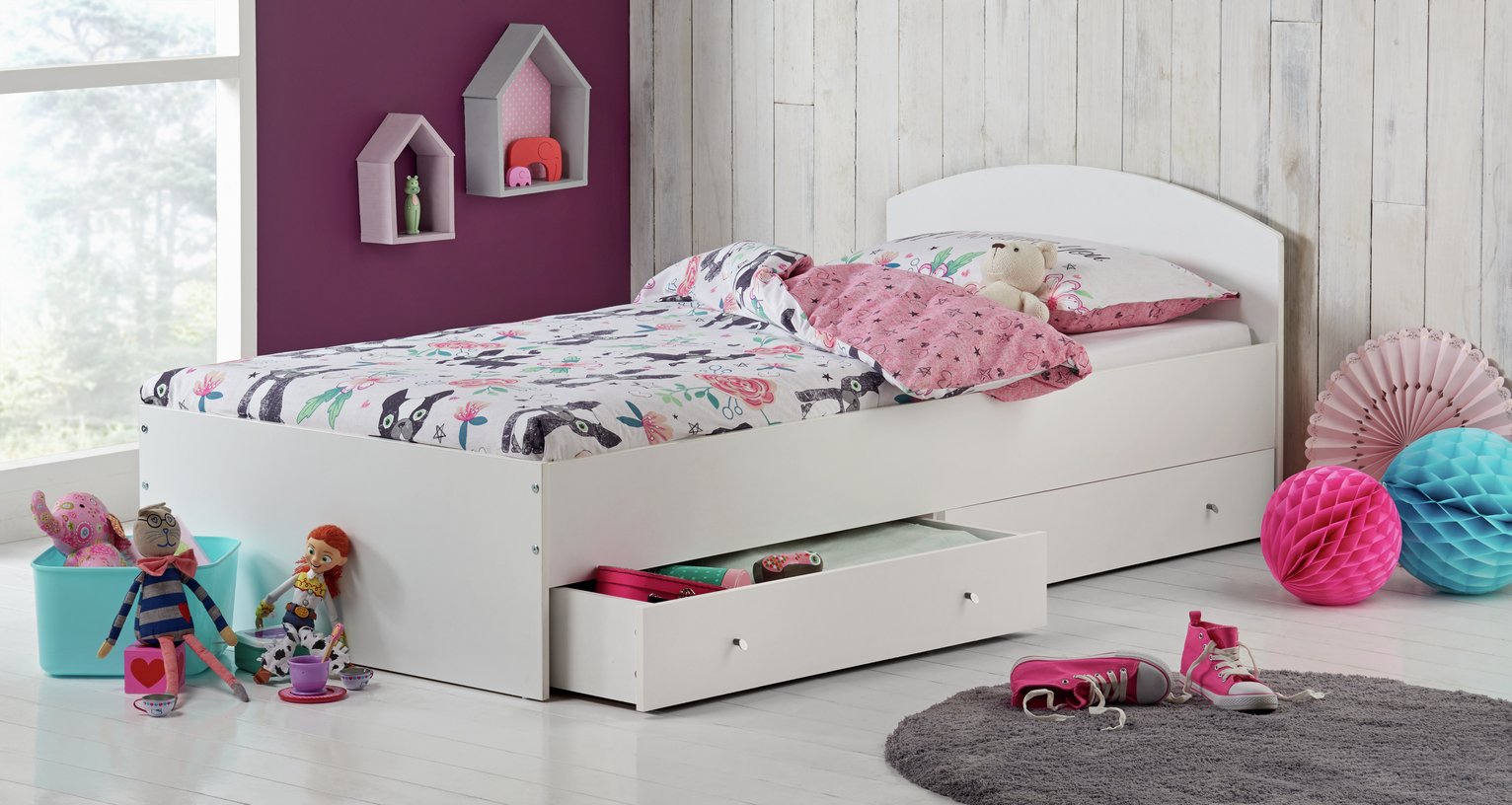 Argos Home Malibu White Single Bed Frame with 2 Drawers
