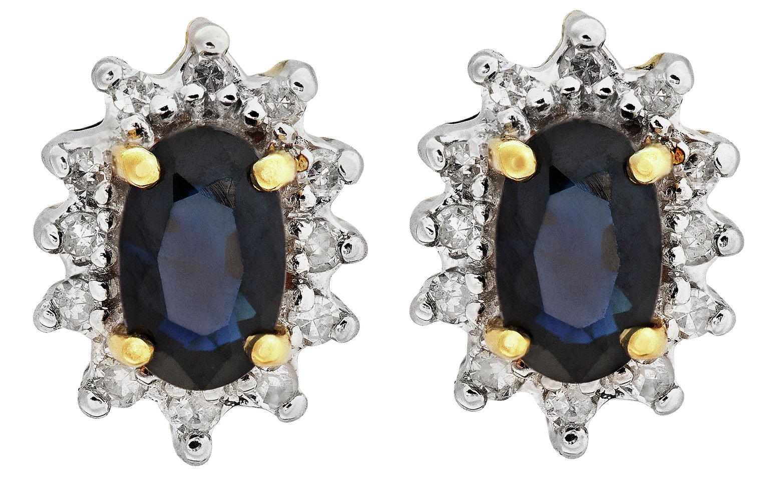 Revere 9ct Yellow Gold Sapphire & Diamond Halo Stud Earrings Review