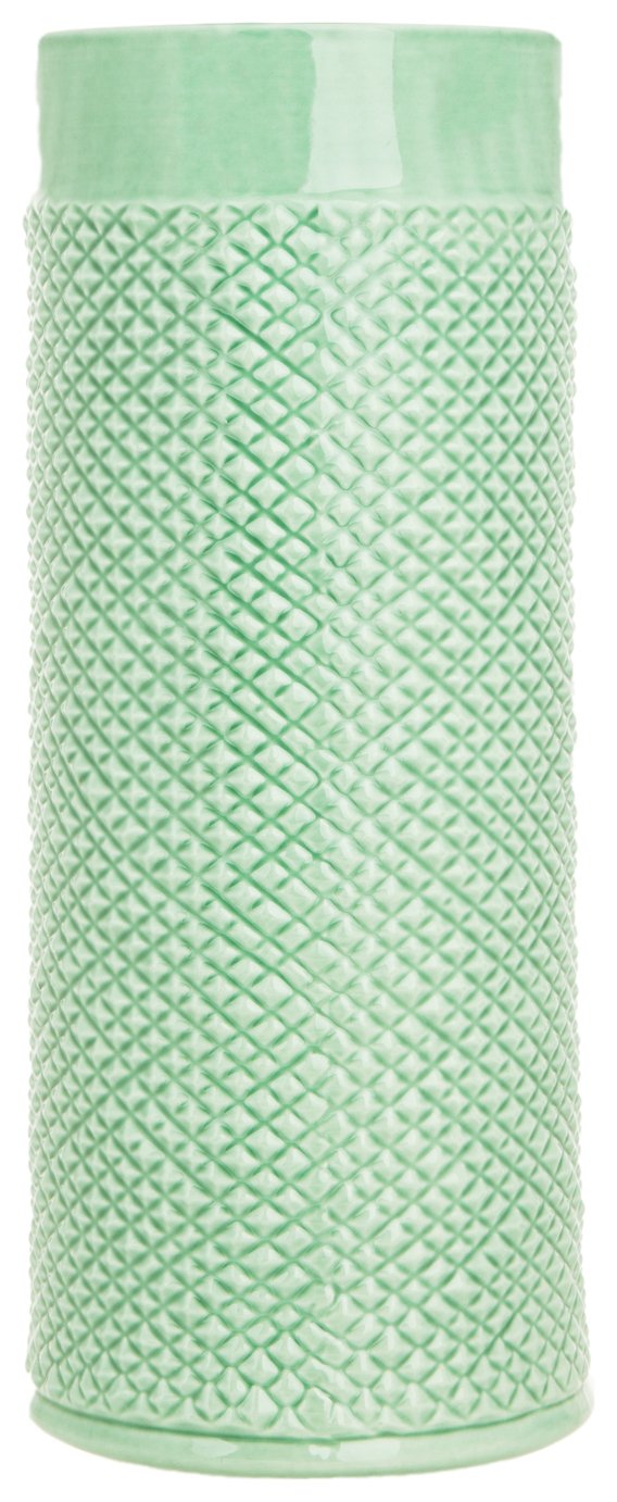 Sainsbury's Home Embossed Large Ceramic Vase - Green
