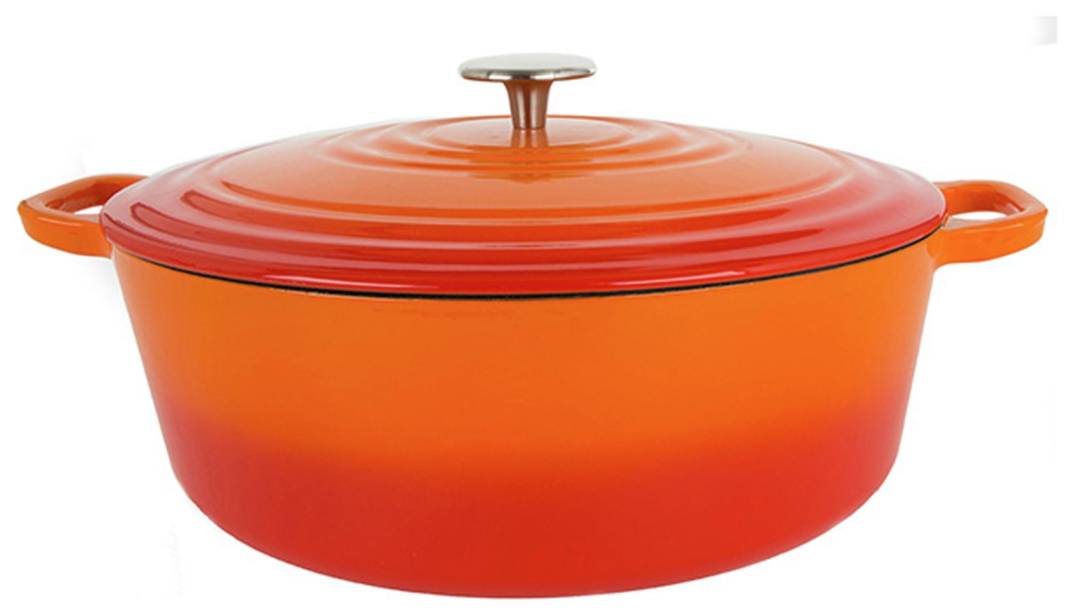 Sainsbury's Home 2.4 Litre Cast Iron Casserole Dish - Orange