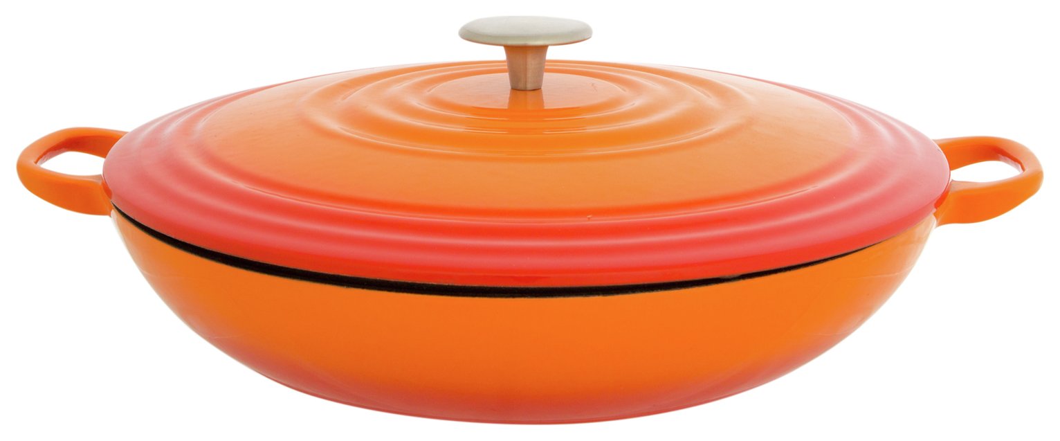 Sainsbury's Home 3 Litre Cast Iron Casserole Dish - Orange