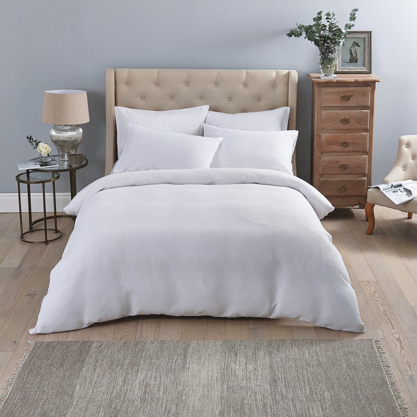 Sainsbury S Home Luxury White Waffle Bedding Set Double 8069438