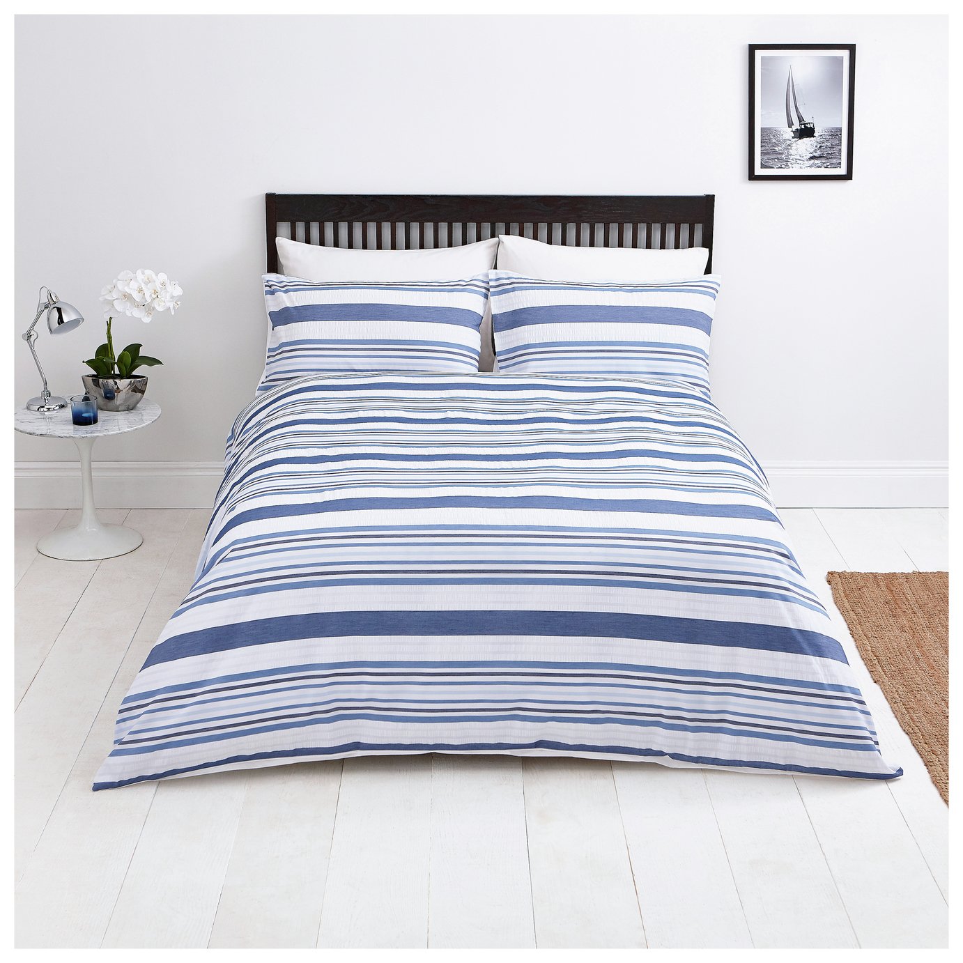 Sainsbury S Home Riviera Seersucker Bedding Set Double 8069524