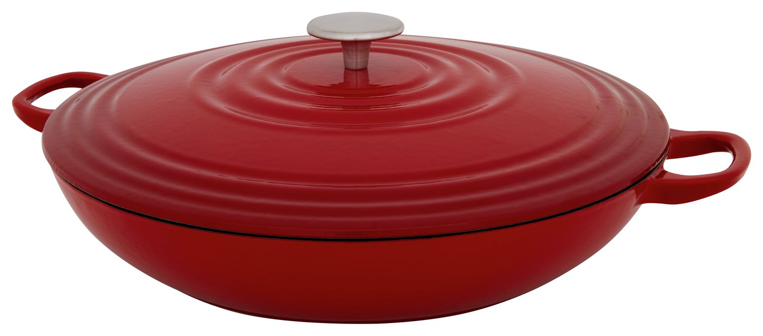 Sainsbury's Home 3 Litre Cast Iron Casserole Dish - Red