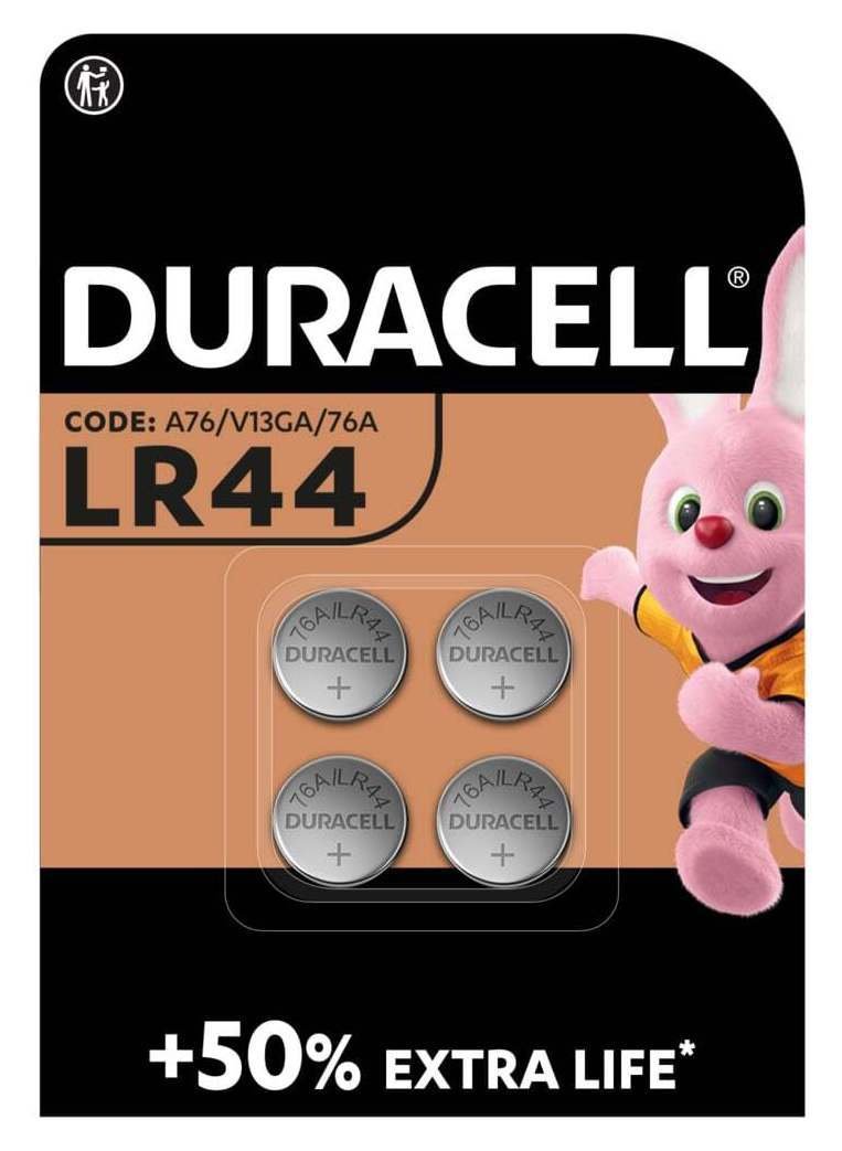 Duracell LR44 Alkaline Button Battery (76A) - Pack of 4