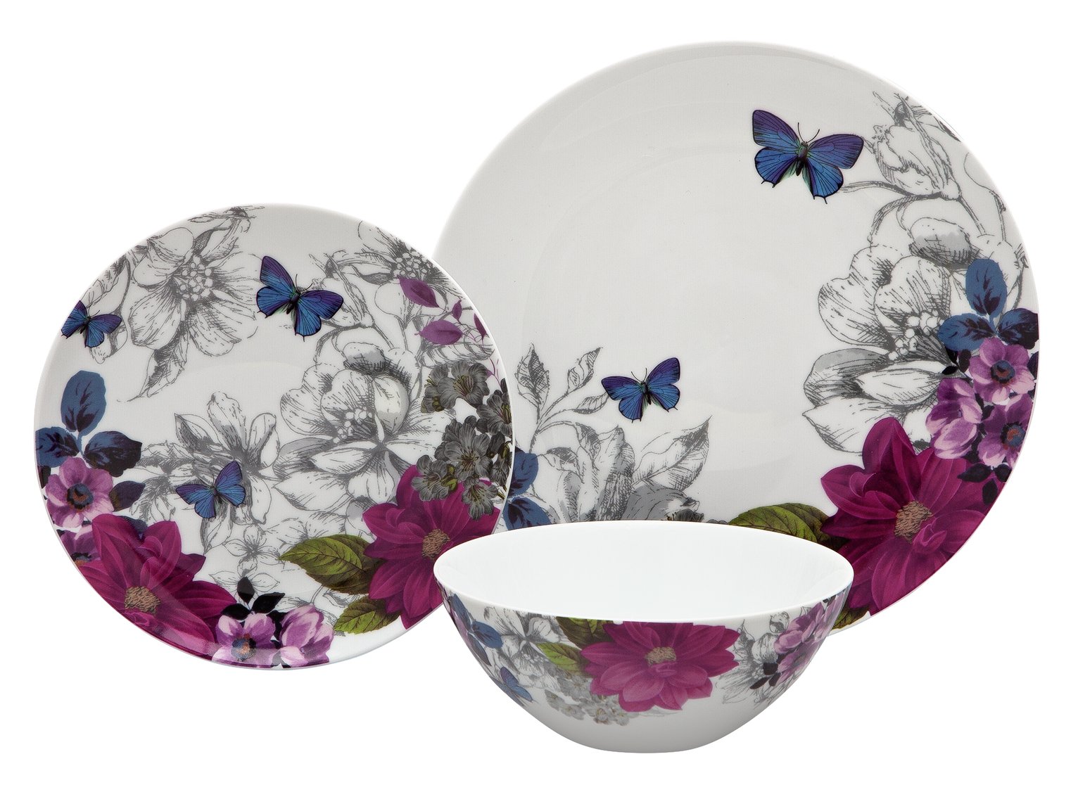 Argos Home Midnight Bloom Porcelain 12 Piece Dinner Set