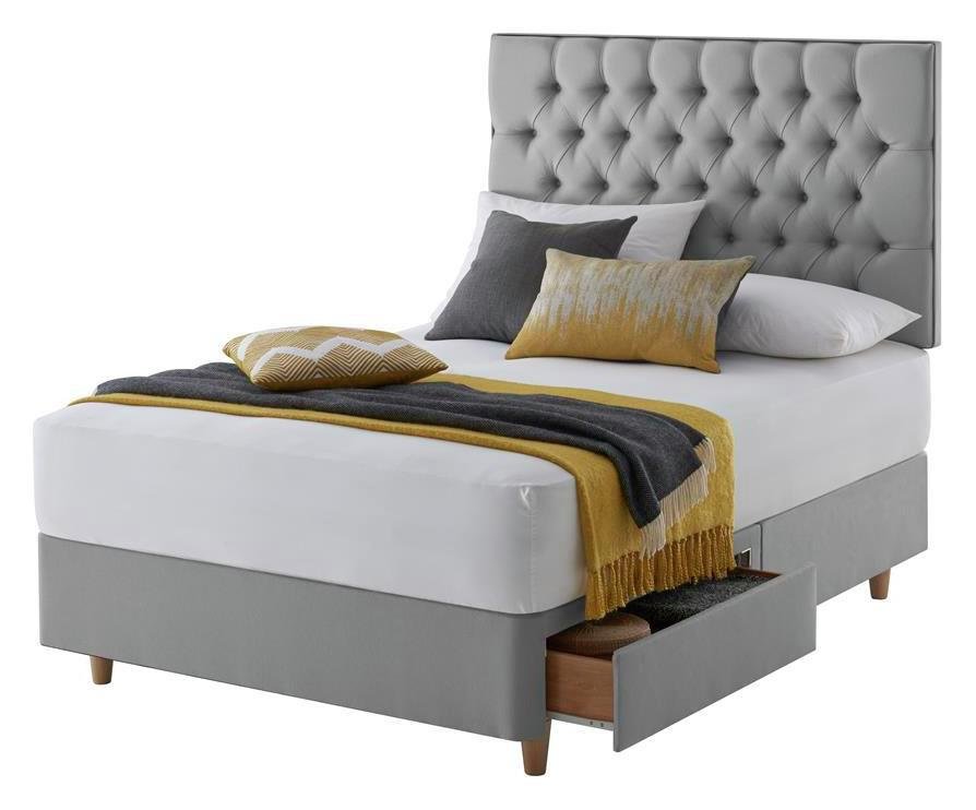 Silentnight Sassaria 2 Drawer Double Divan & Headboard Grey at Argos
