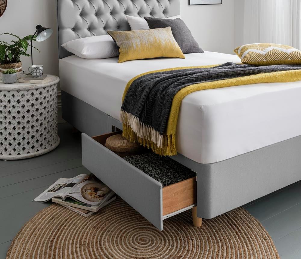 Silentnight Sassaria 2 Drawer Double Divan & Headboard Grey at Argos