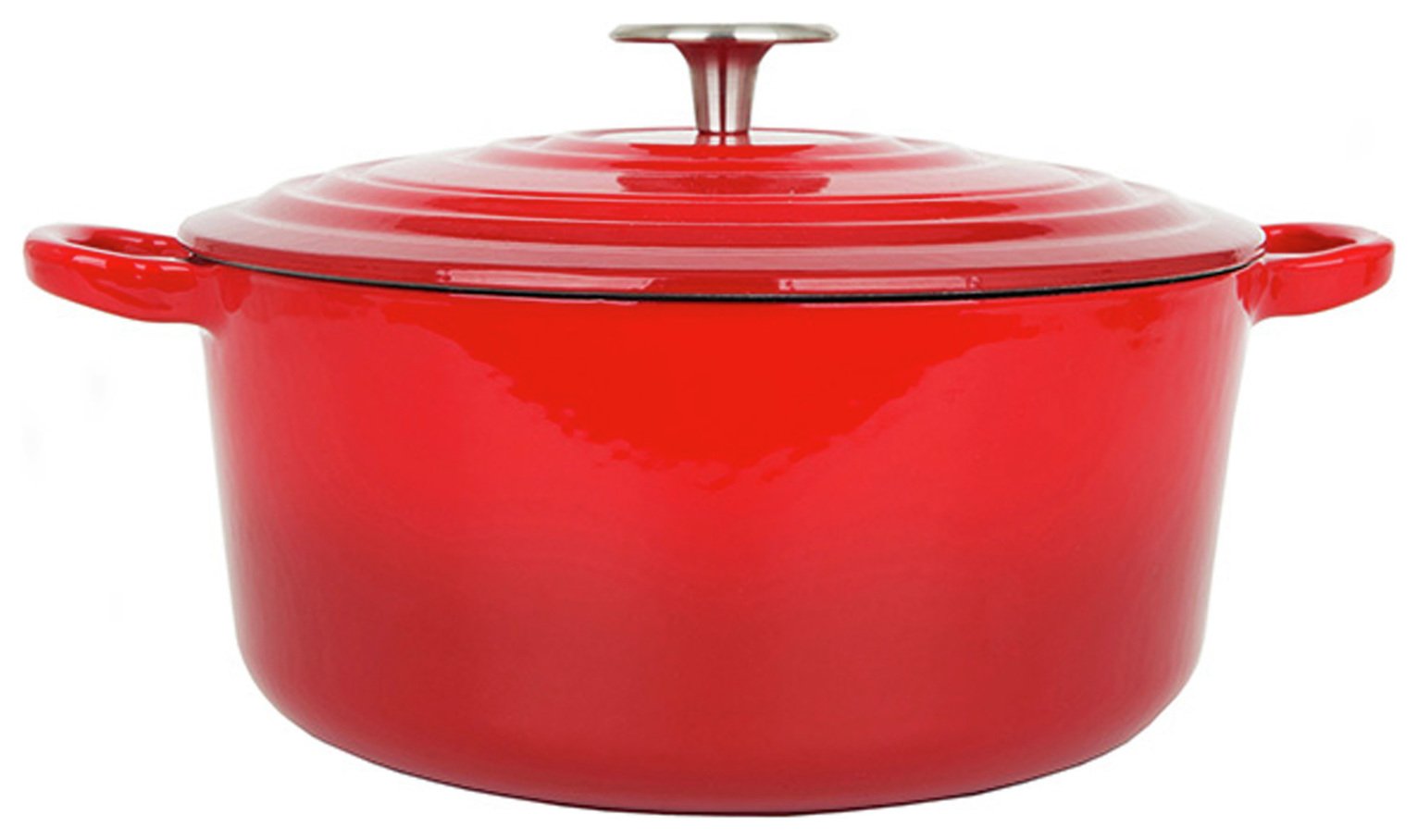 Sainsbury's Home 5.3 Litre Cast Iron Casserole Dish - Red