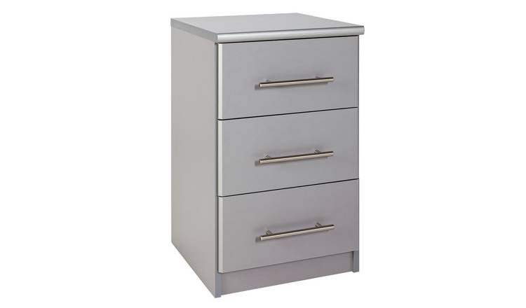 Argos Home Normandy 3 Drawer Bedside Table - Grey