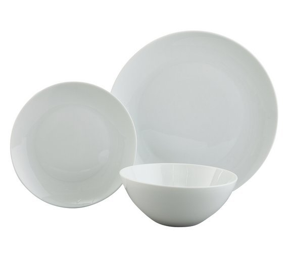 Argos Home Coupe 12 Piece Porcelain Dinner Set - Super White