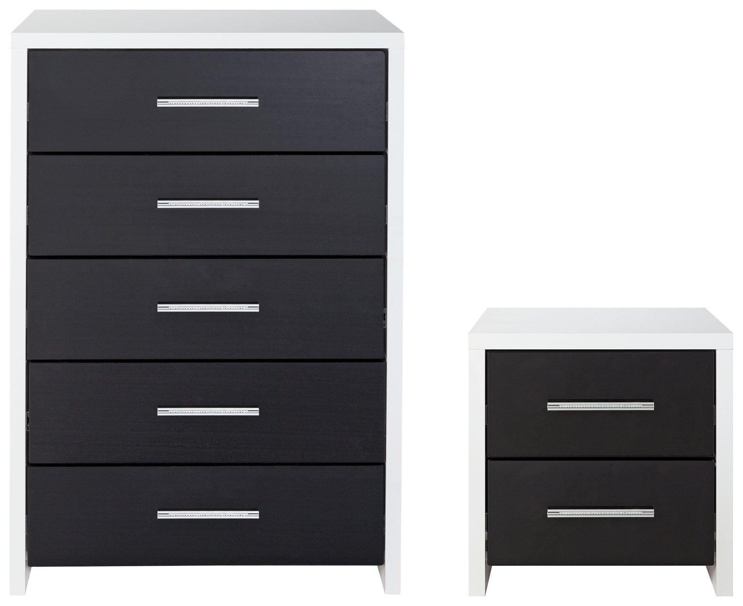 Argos Home Broadway Bedside & 5 Drawer Set -Black/ White