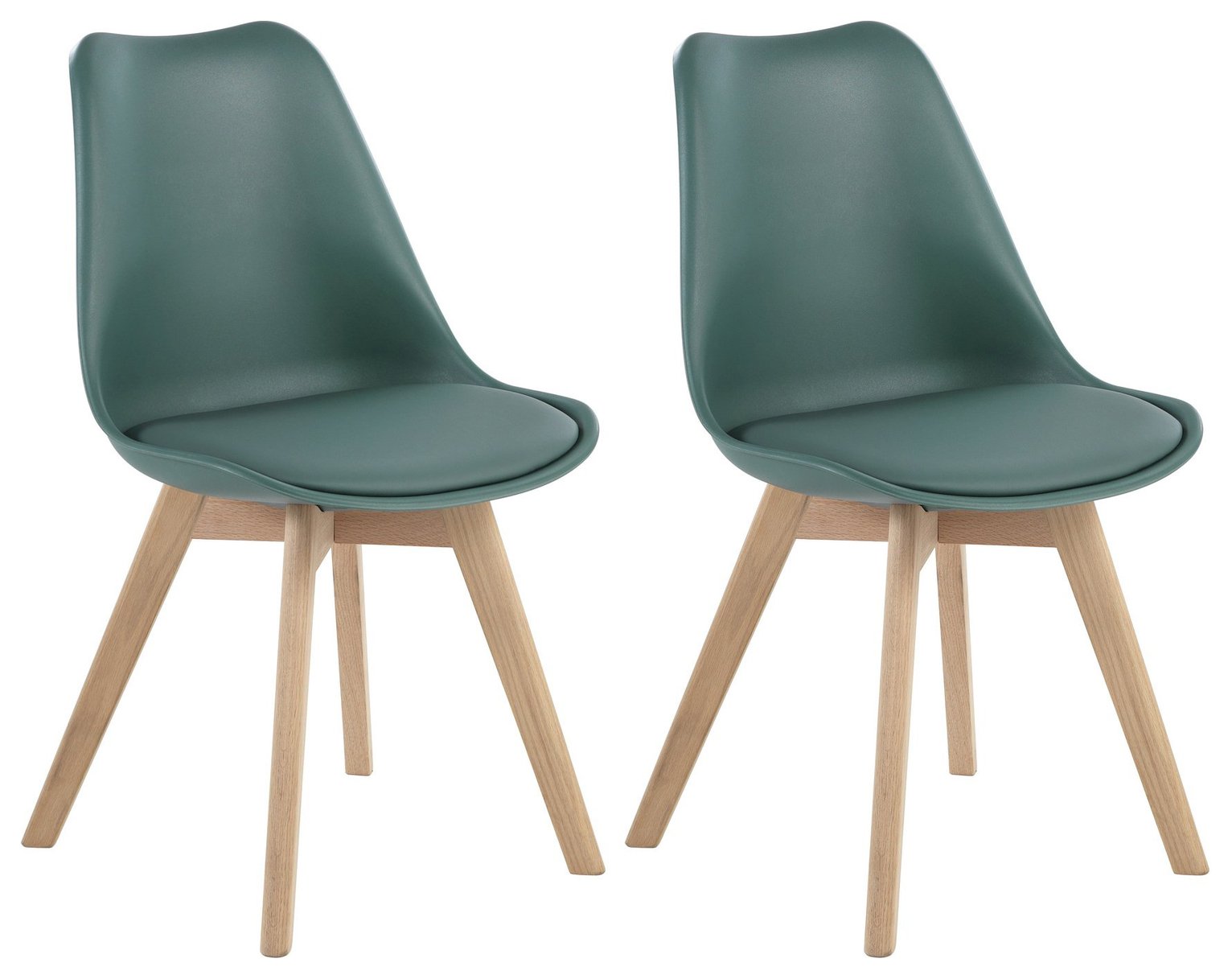 Habitat Jerry Pair of Dining Chairs - Dark Green