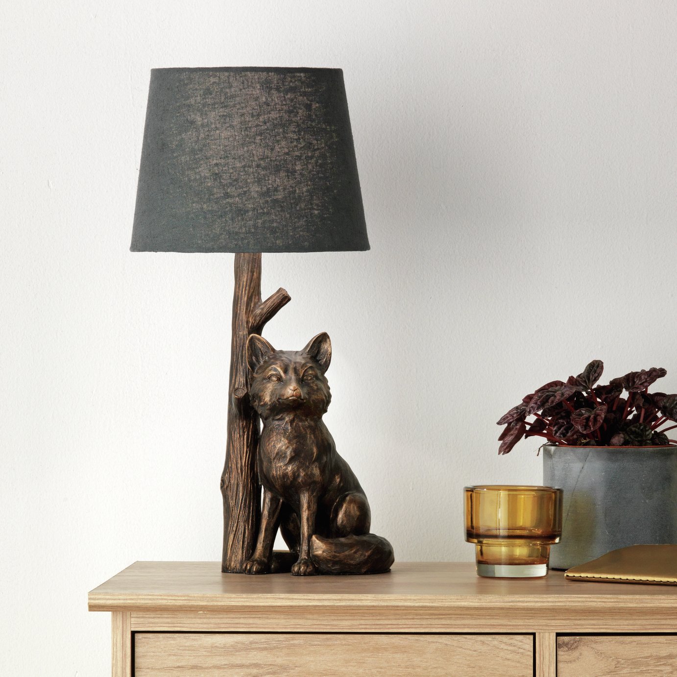 Argos Home Fox Table Lamp - Bronze & Grey