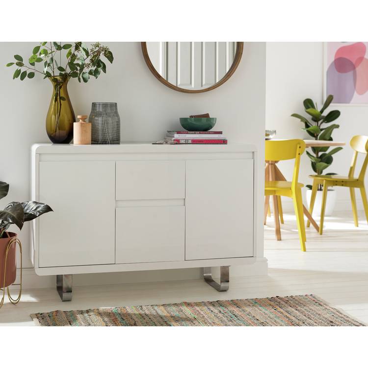 Argos Home Sleigh 3 Door 1 Drawer Sideboard - White Gloss 0