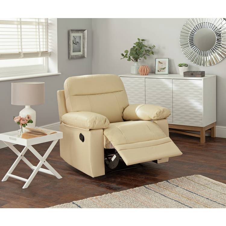 Argos Home Paolo Leather Mix Manual Recliner Chair - Grey 0