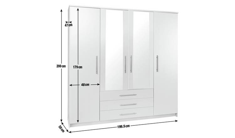 White four store door wardrobe