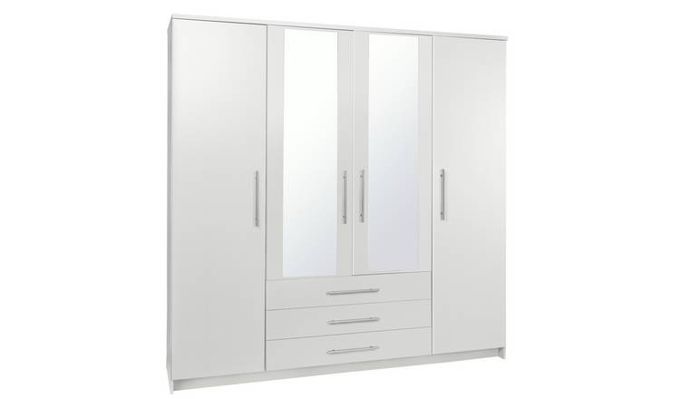 White double wardrobe on sale with mirror